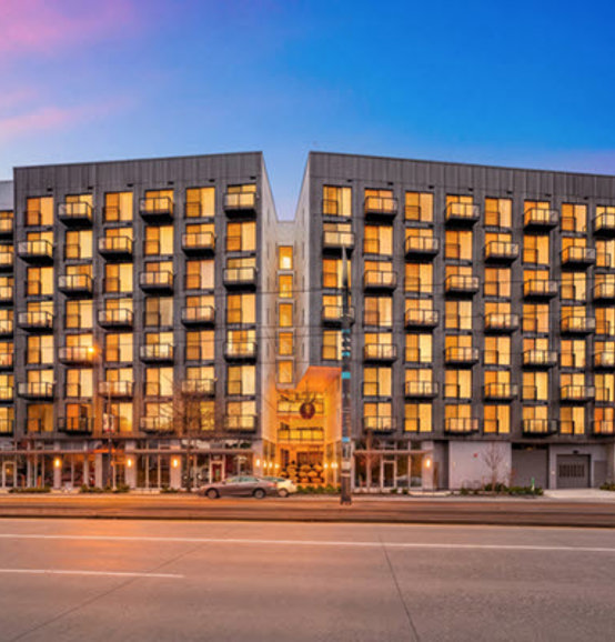 Atrium Court Exterior Sunset